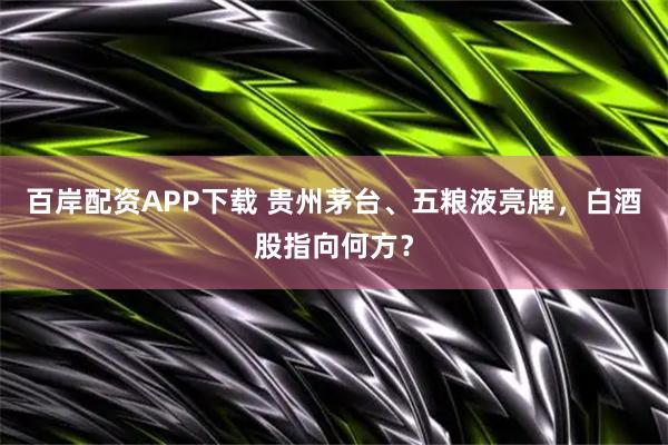 百岸配资APP下载 贵州茅台、五粮液亮牌，白酒股指向何方？