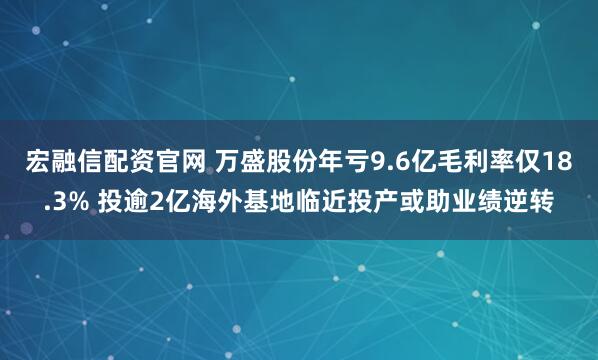 宏融信配资官网 万盛股份年亏9.6亿毛利率仅18.3% 投逾2亿海外基地临近投产或助业绩逆转